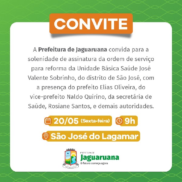 Prefeitura de Jaguaruana convida você a participar da Solenidade